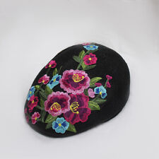 Stile Vintage Donna Ricamato Basco Cappello Coppola Cabbie Sole Etnico Floreale
