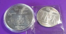 Monete da 5 Dollari + 10 Dollari Canada Olimpiadi Montreal 1976  argento 925 Fdc