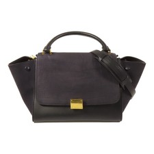 CELINE GHW Borsa a tracolla a trapezio 2 vie in pelle di vitello nera