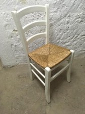 4 sedie in legno bianche e seduta impagliata 