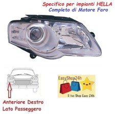 FARO FANALE PROIETTORE ANTERIORE DX PER VOLKSWAGEN PASSAT 3C 2005 2010 DESTRO