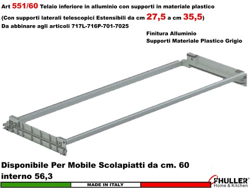 Telaio alluminio scolapiatti - alluminio,