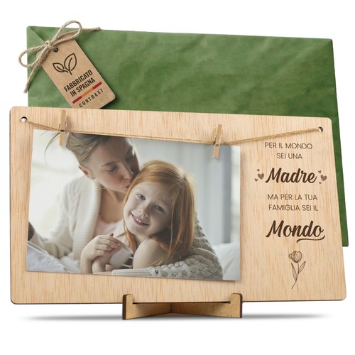 Portafoto con mollette legno
