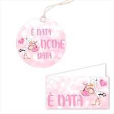 Bigliettini Bomboniera Personalizzato - CICOGNA BIMBA MOD. 2 - con piega o tondo