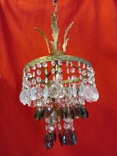 Lampadario d'epoca anni 40 ottone cristalli Old Chandelier cystal brass lustre