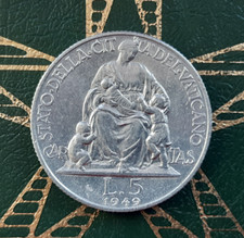 ($)   MONETE CITTA' DEL VATICANO - 5 Lire 1949 (3° tipo) - PIO XII 1939-1958 -
