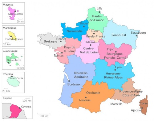 Carte ecole régions france - carte, a4