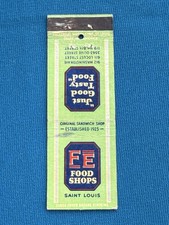 FE Food Sandwich Shops St Saint Louis copertina libro di fiammiferi vintage Lt#208