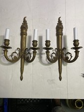 Pair French Brass Flame/Torch