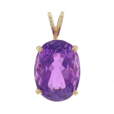 Ciondolo Solitaire In Amethyst In Oro Giallo - 14k Ovale 9.10ct