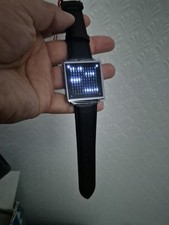 Qlocktwo Clone Cinturino Pelle Minimalista Uomo Orologio Digitale Display Parole 