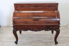 Maestosa scrivania antica a rullo secolo '800 in noce