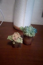 coppia mini candele  a forma di vasetti di fiori da collezione leggi descrizione