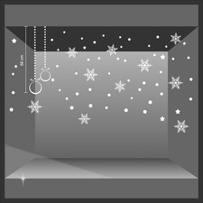 vetrofanie natale wall sticker adesivo vetrine negozio neve ghiaccio palle a0641
