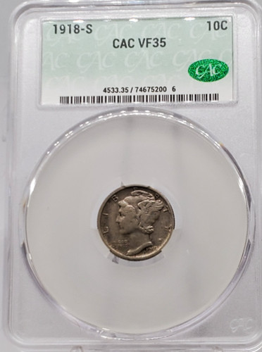 1918 mercury dime cacg - dime, 35