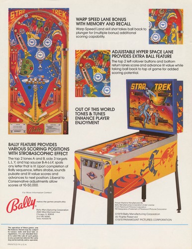 Bally flipper star trek - bally,