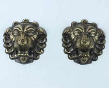 COPPIA DI TESTE DI LEONE PORTA-ANELLO IN OTTONE - VINTAGE