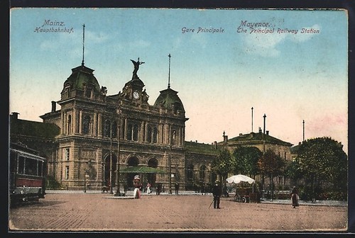 Cartolina magonza stazione - cartolina,