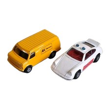 Lotto 2 Corgi Juniors Vintage Metallo Porsche Polizia + USA Van Aa - Collezione