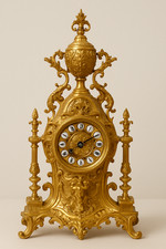 Trittico antico con candelabri e sveglia