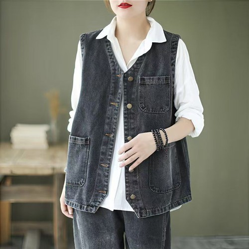 Gilet donna denim lavato - denim,