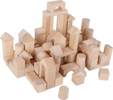 7073 Sacchetto Con Cubetti Da Costruzione in Legno Naturale , Cubetti Da Costruz