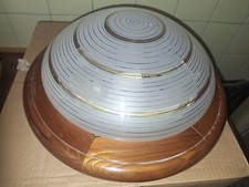 PLAFONIERA SOFFITTO CUCINA 2 LUCI CORNICE LEGNO