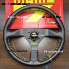 Volante sportivo in vera pelle MOMO Veloce Racing 350 mm pulsante giallo