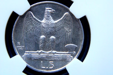 Moneta argento 5 lire R 1927