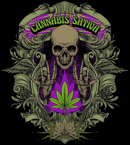Cannabis sativa skull iron - sativa, on