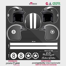 Kit BIANCO 8 Stella Strisce STICKER CASCO ADESIVO DECAL MOTO SCOOTER HELMET