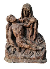 *HH* Antica Statua Scultura Religiosa Votiva Devozionale Pietà Gesù Madonna 