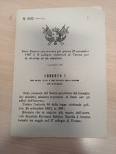 DECRETO REGNO D'ITALIAGIOVANNI BATTISTA TURELLA VERONA 1887