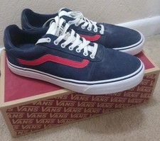 Vans Uomo Ward Deluxe Taglia 12 Sneaker VN0A3WLHV1R Blu Scuro Navy Rosso Bianco