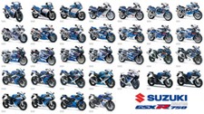 SUZUKI GSXR 750 COLLEZIONE MOTO VINTAGE BROCHURE POSTER ANNUNCIO A3