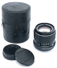 Asahi Pentax-M SMC 100mm f/2.8 Lens with caps and case - Pentax K Mount.