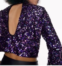 Zara Viola Paillettes Crop Top