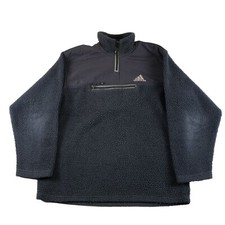 Adidas VINTAGE Y2K Felpa Grigia Antracite Pile Fleece Full Zip Giacca XXL