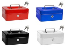 Cassetta portavalori metallo doppia chiave manico vassoio portamonete estraibile