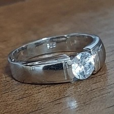 ANELLO ARGENTO  925 donna Moissanite solitario taglio brillante Ring Woman  $