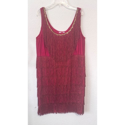 Vestito flapper rosso frange - vestito,