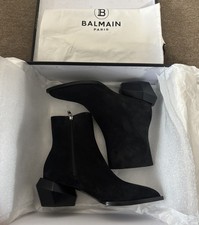 Stivaletti Balmain uomo billy scamosciati tacco diamantato neri taglia 41