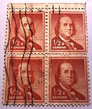 Quartina francobolli US Postage 1/2 cent Benjamin Franklin, 1955-56, molto raro