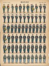 Stampa antica SOLDATINI DI CARTA Marinai e Ufficiali Epinal 1890 Antique print