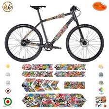 Kit adesivi sticker bomb sponsor smile strisce vinile telaio bici strada mtb 