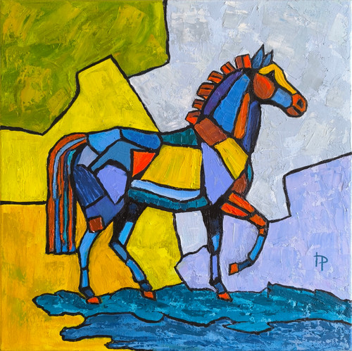 Dipinto cavallo cubista - dipinto,