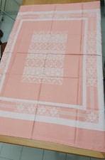 Tovaglia da corredo da 6 persone, tessuto damascato colore rosa antico (NUOVA)