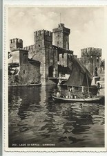 1940 LAGO D GARDA SIRMIONE CON BARCA DA PESCA E PERSONE 