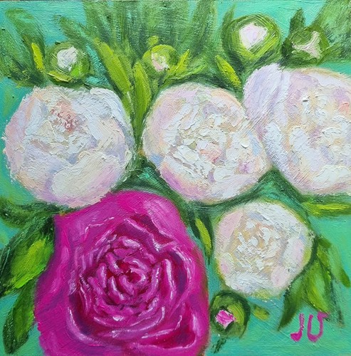 Peonie bouquet dipinto olio - dipinto, ad