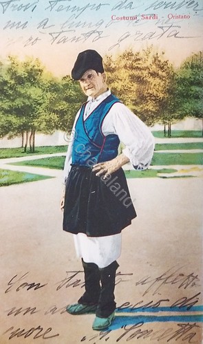 Cartolina costumi sardi - costumi,